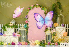 Flowers With Butterfly babyphotoshoot Backdrop