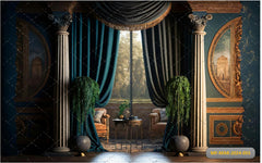 Balcony With Blue Screen babyphotoshoot Backdrop