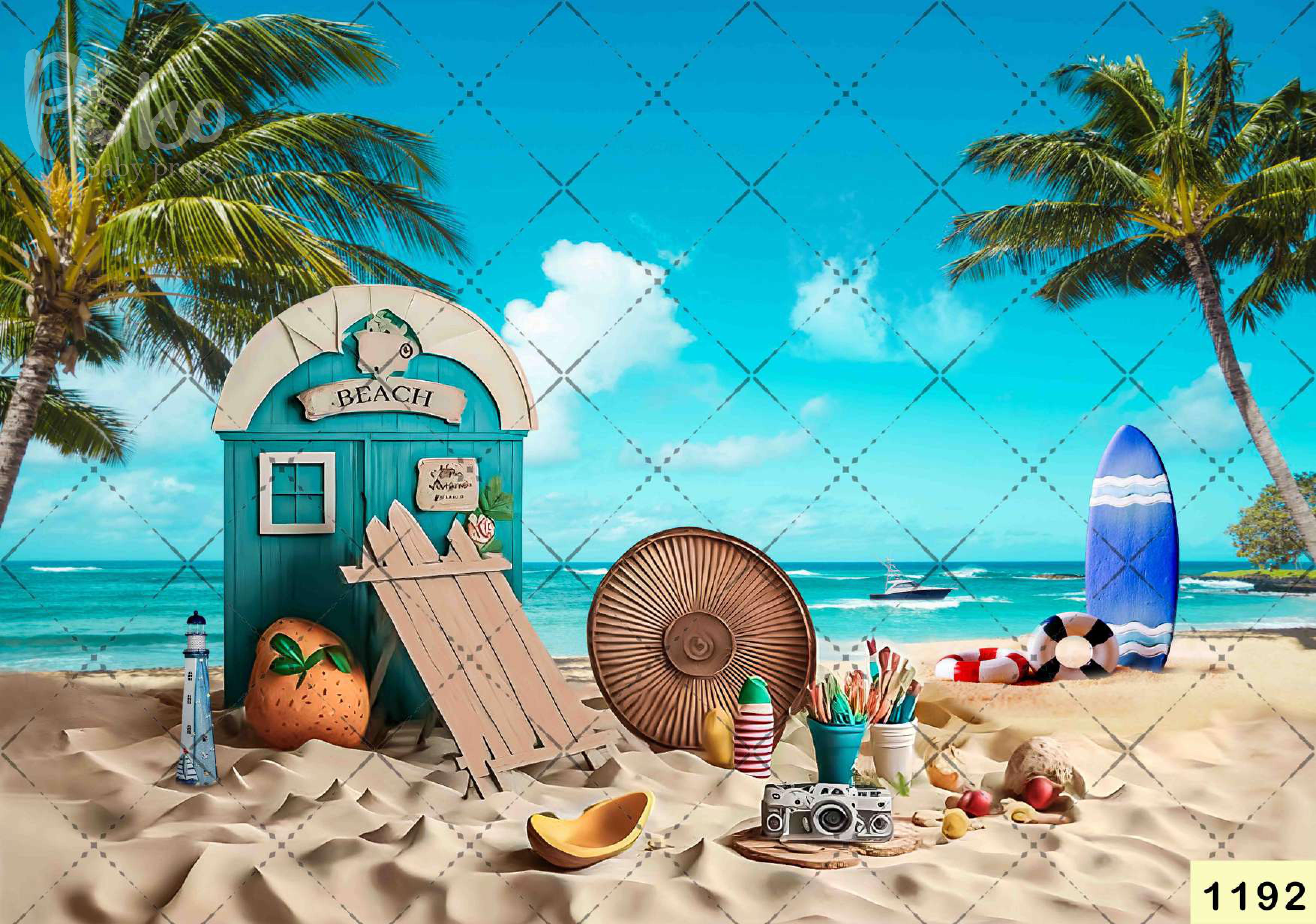 Surfing Spot Beach Backdrop