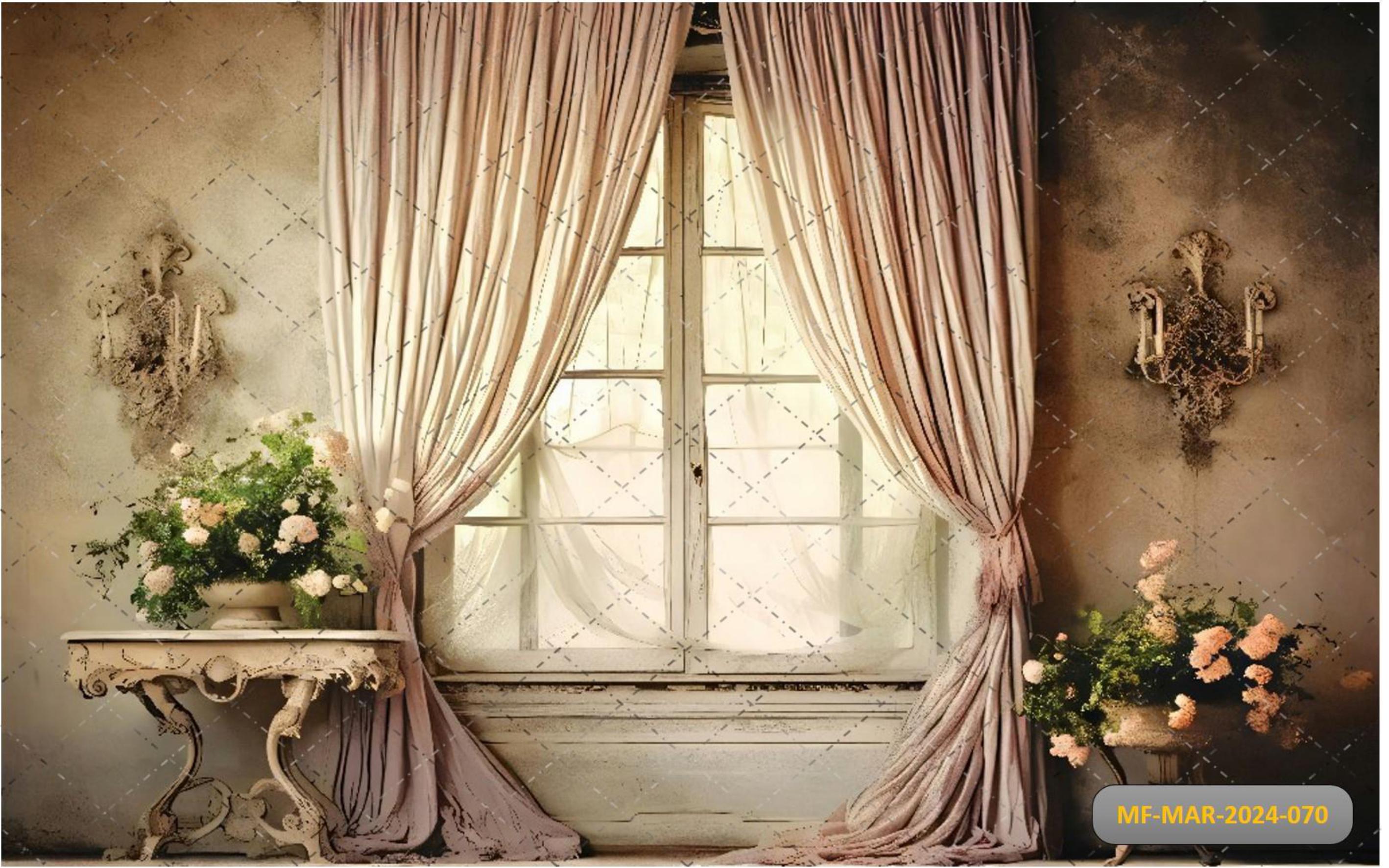 Pink Curtain Flower babyphotoshoot Backdrop