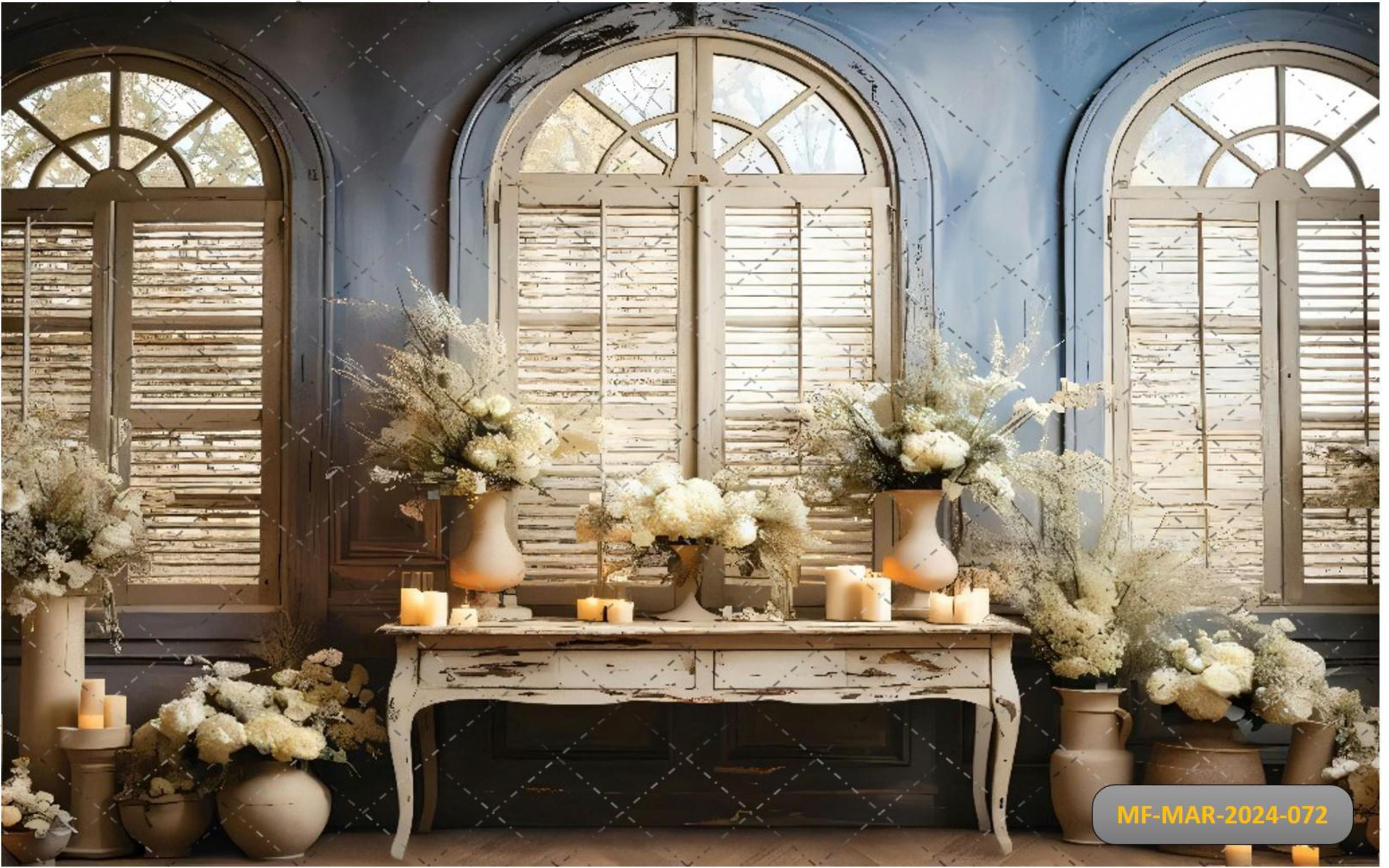 Boho Flower With Candle babyphotoshoot Backdrop