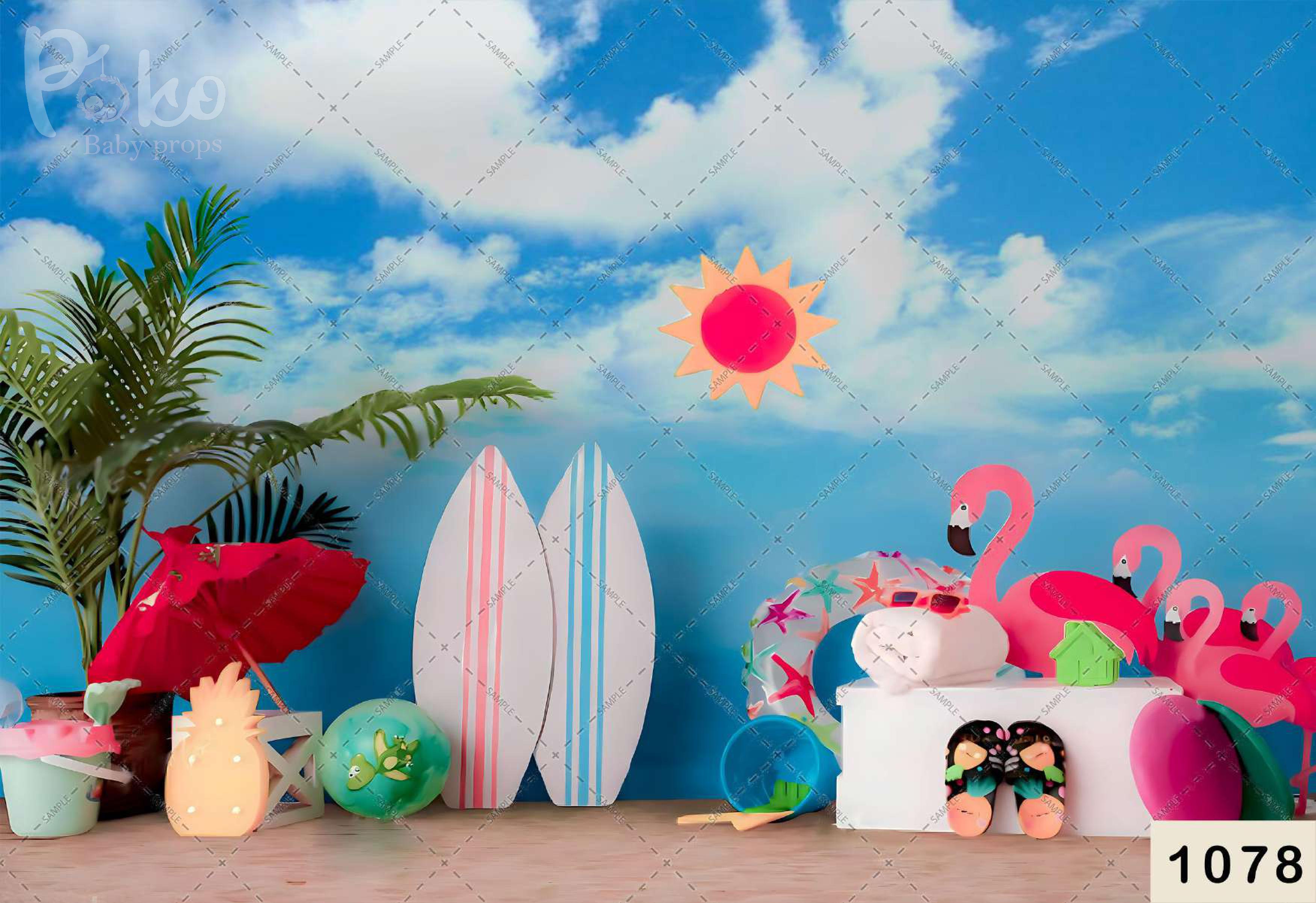 Beach With Birds babyphotoshoot Backdrop