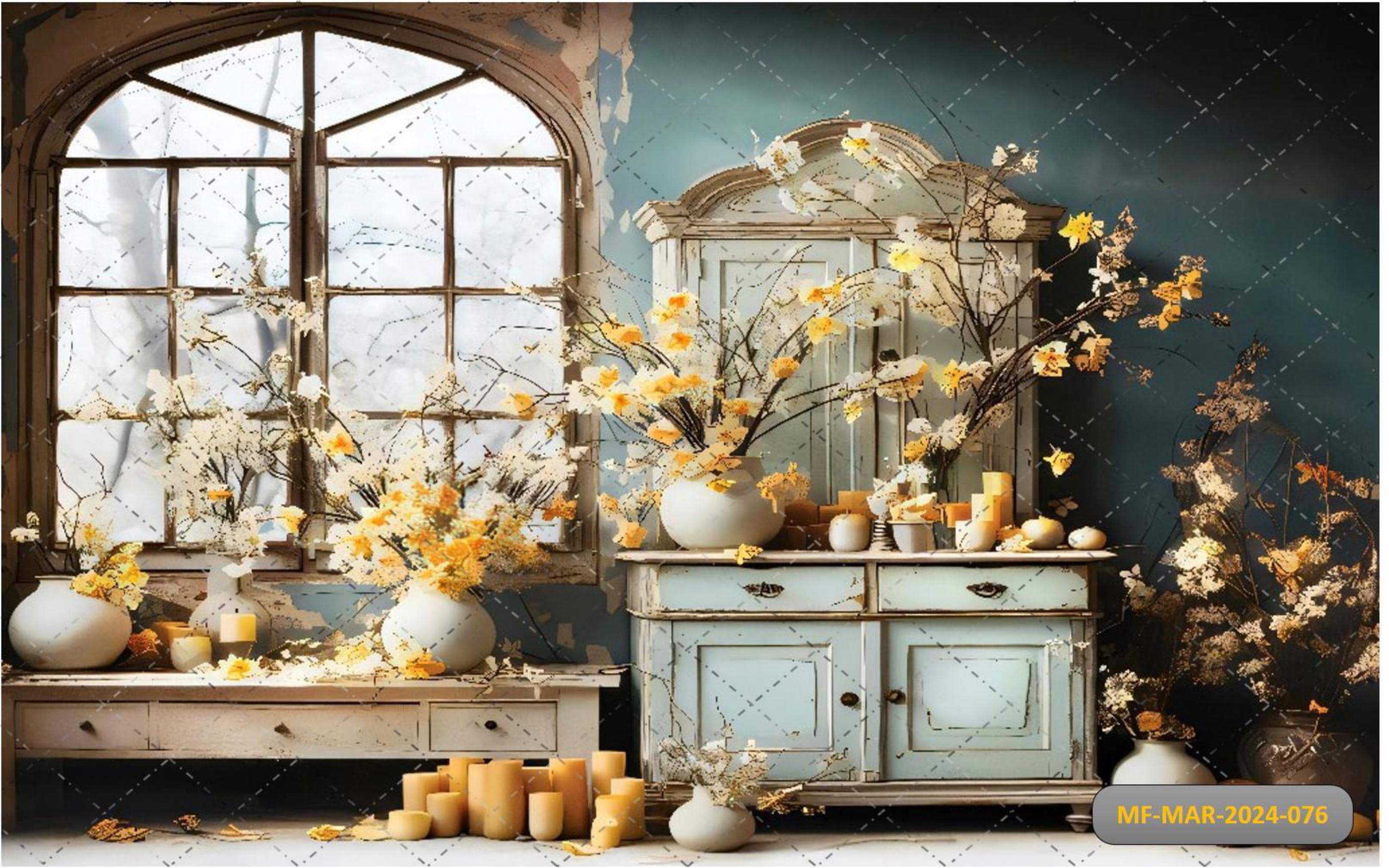 Yellow Flower Pot babyphotoshoot Backdrop