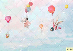 Cat With Rabbit babyphotoshoot Backdrop