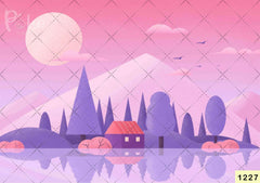 Violet And Pink Village Backdrop