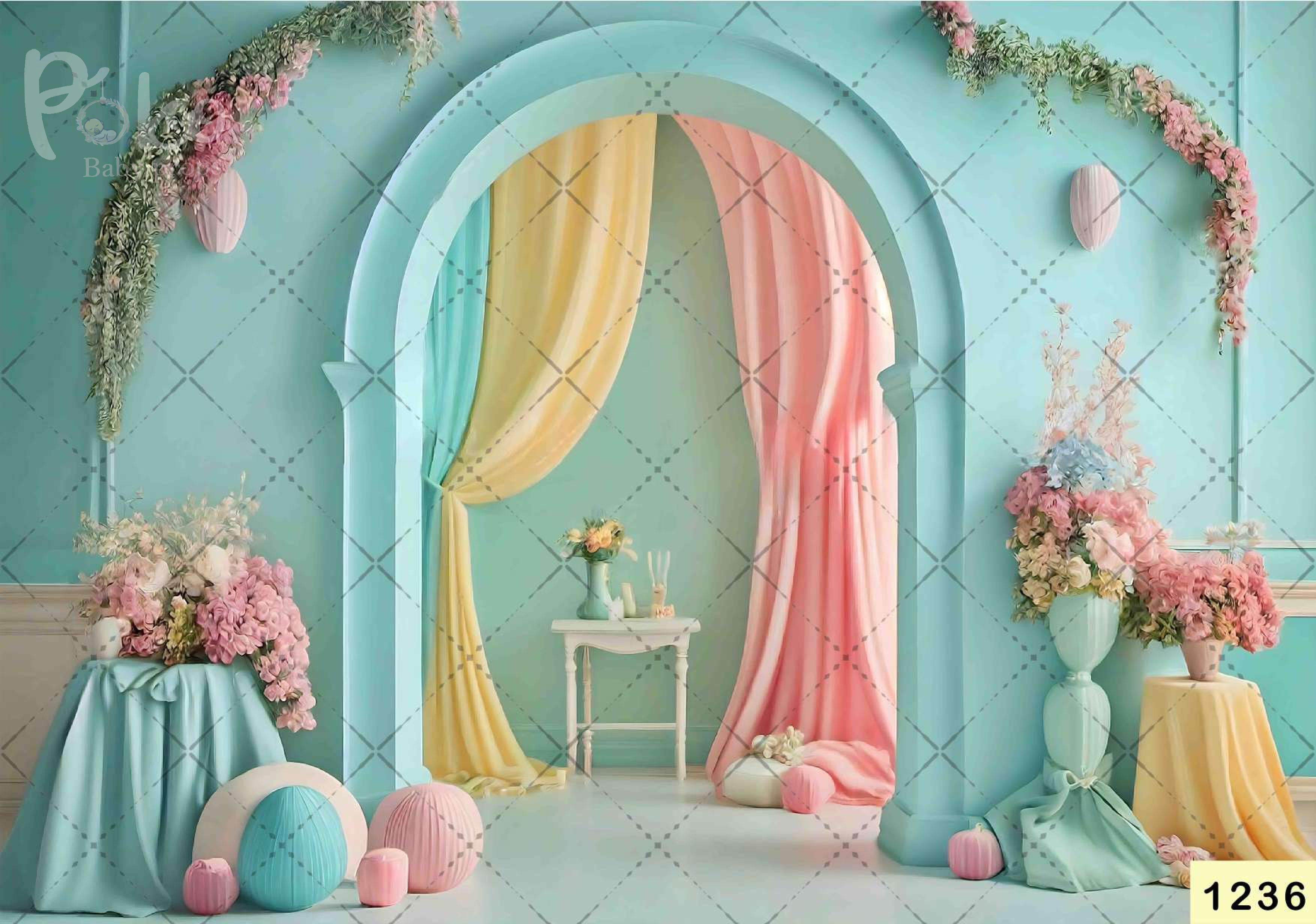 Decoration Room With Flower babyphotoshoot Backdrop
