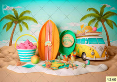 Orange Summer Vacation Backdrop