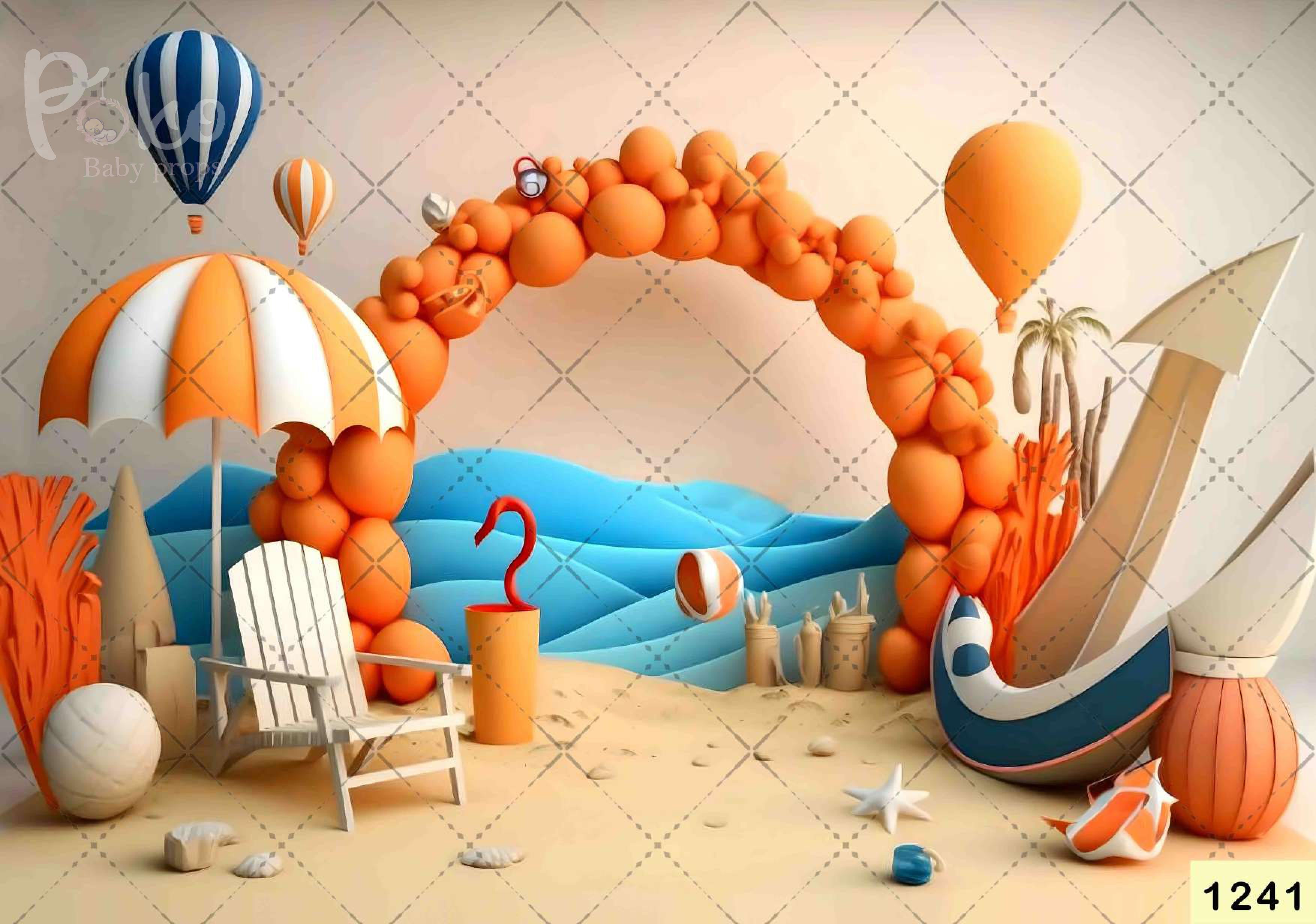 Beach Birthday babyphotoshoot Backdrop