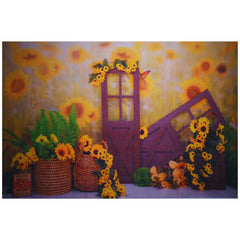 Sunflower Door Backdrop-Fabric Backdrop