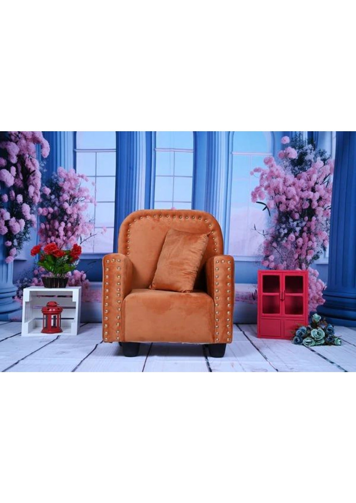 Brown Sofa fabric backdrop Theme