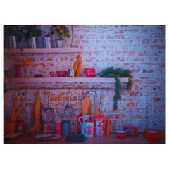 Kitchen Red Color Backdrop