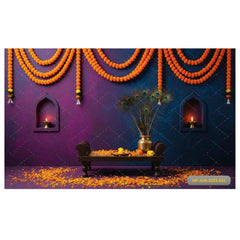 Purple bell saram backdrop - Fabric Backdrop