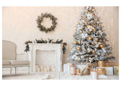 Christmas Tree Fireplace Backdrop