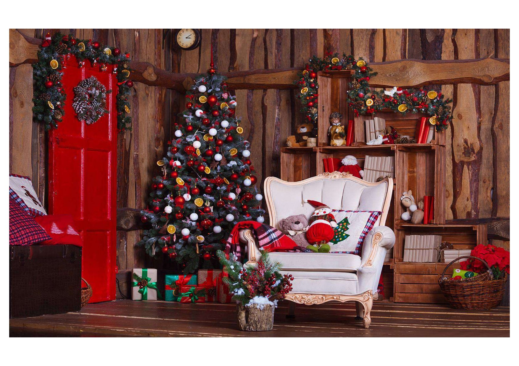Reddish Christmas Santa Backdrop