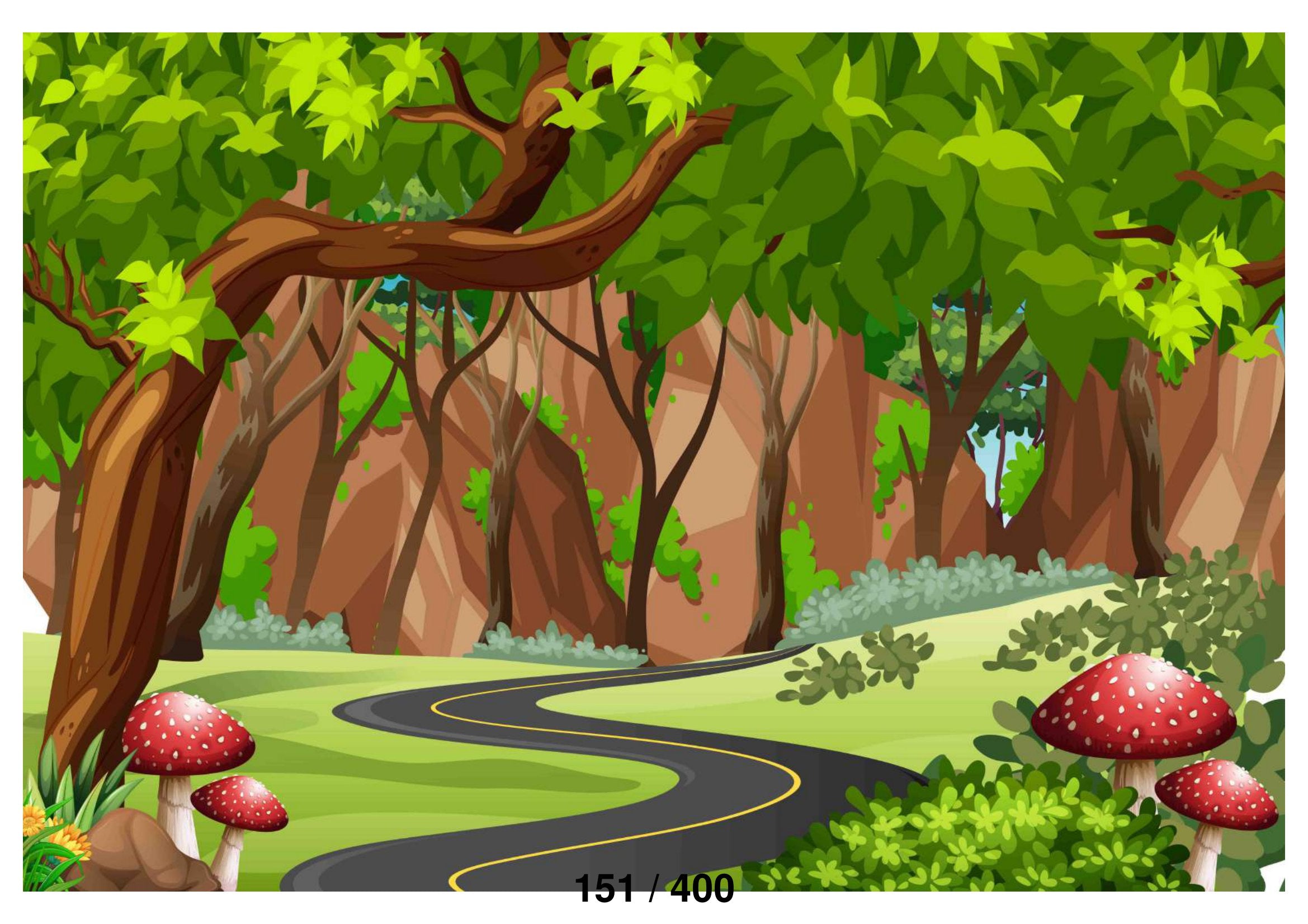 Mushroom Forest Road Way Backdrop