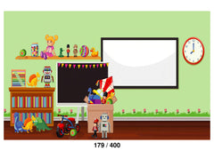 Whiteboard and Toys Backdrop