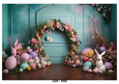 Eggs Bunny And Wreath Backdrop