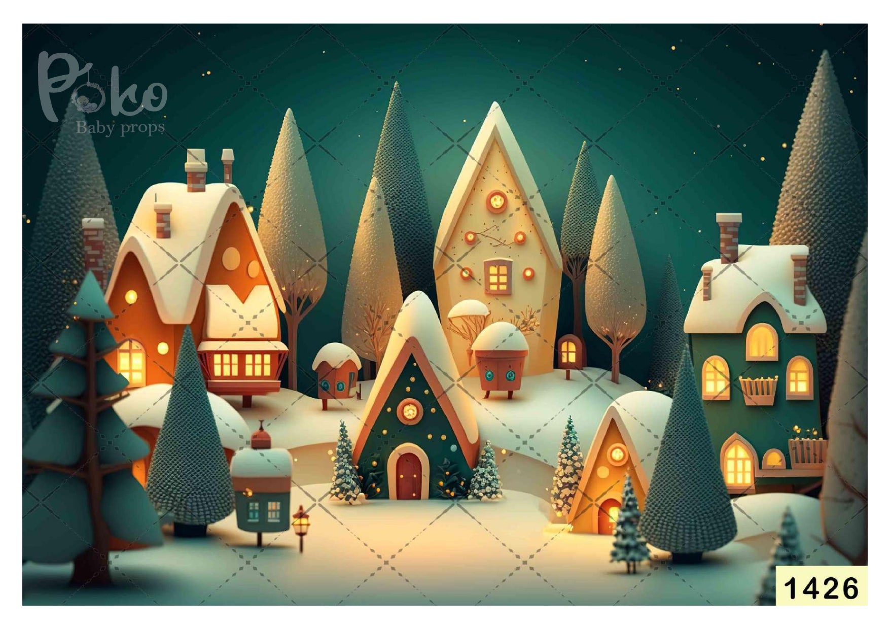 Christmas Snow Town babyphotoshoot Backdrop