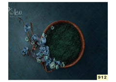 Dark Blue With Cover Flowers babyphotoshoot Backdrop