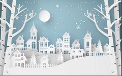 papergraft snow backdrop-Fabric Backdrop