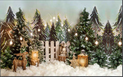 Lantern Light With Christmas Tree Backdrop