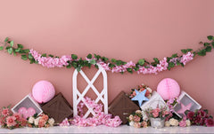 Door With Pink Flower Backdrop