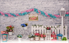 Bicycle With Garland Flowers Backdrop