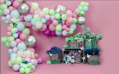 Ballons With Peach Setup backdrop-Fabric Backdrop
