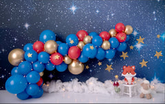 Sky With Blue Ballons Backdrop-Fabric Backdrop