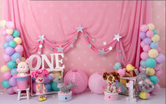 Pink One Birthday babyphotoshoot Backdrop