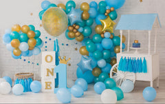 Blue With Cake Wheel Backdrop-Fabric Backdrop