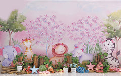 Animals with Zoo theme-Fabric Backdrop