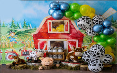 Cow Shed Greenish theme-Fabric Backdrop