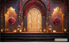 Gold Door With Double Colour babyphotoshoot Backdrop