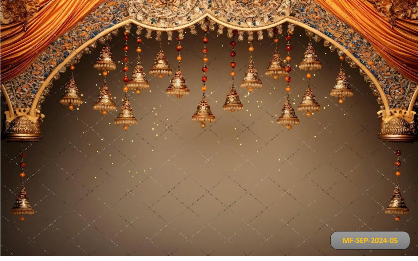 Golden Arch With Bell babyphotoshoot Backdrop