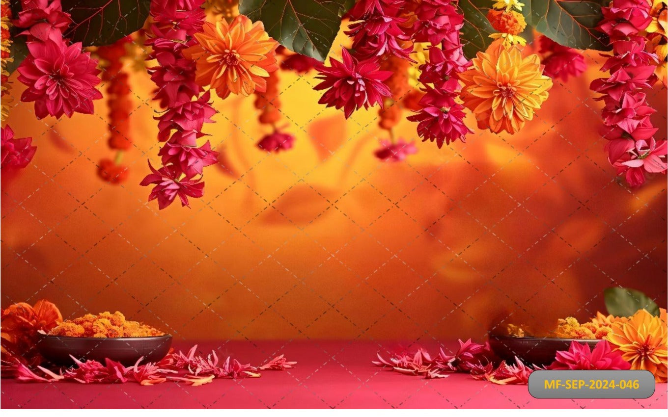 Hanging Traditional Flowers babyphotoshoot Backdrop