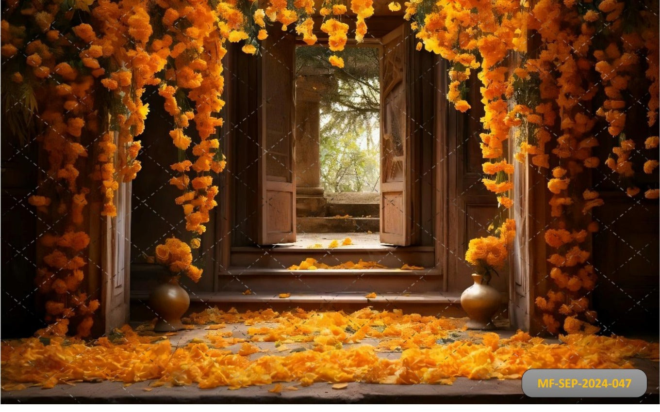 Open Door Yellow Flowere babyphotoshoot backdrop