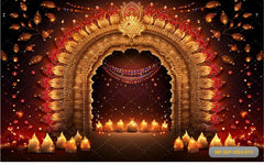 Golden Arch With Red Shade babyphotoshoot Backdrop