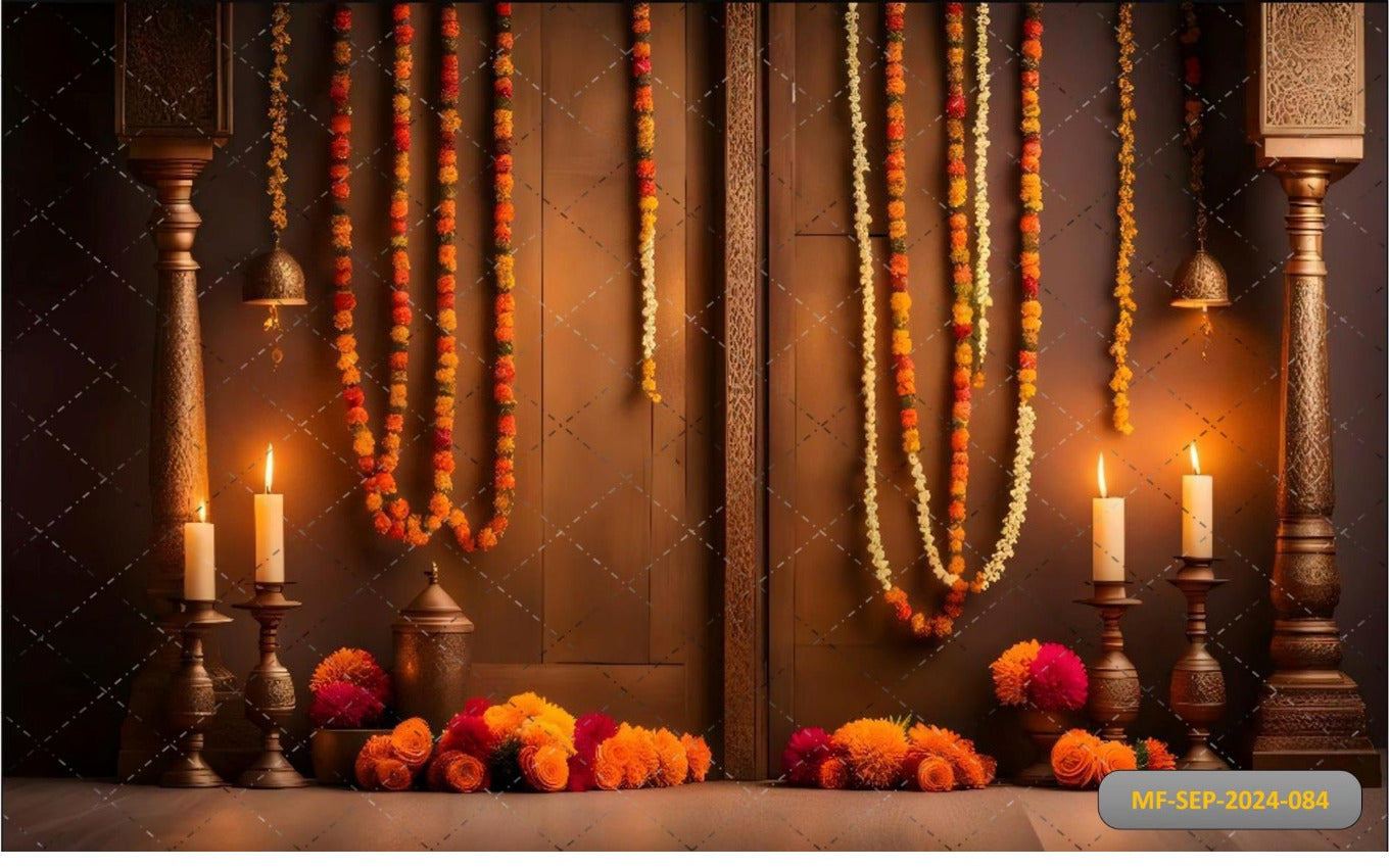 Door Flower Candle babyphotoshoot Backdrop