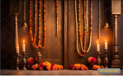 Door Flower Candle babyphotoshoot Backdrop