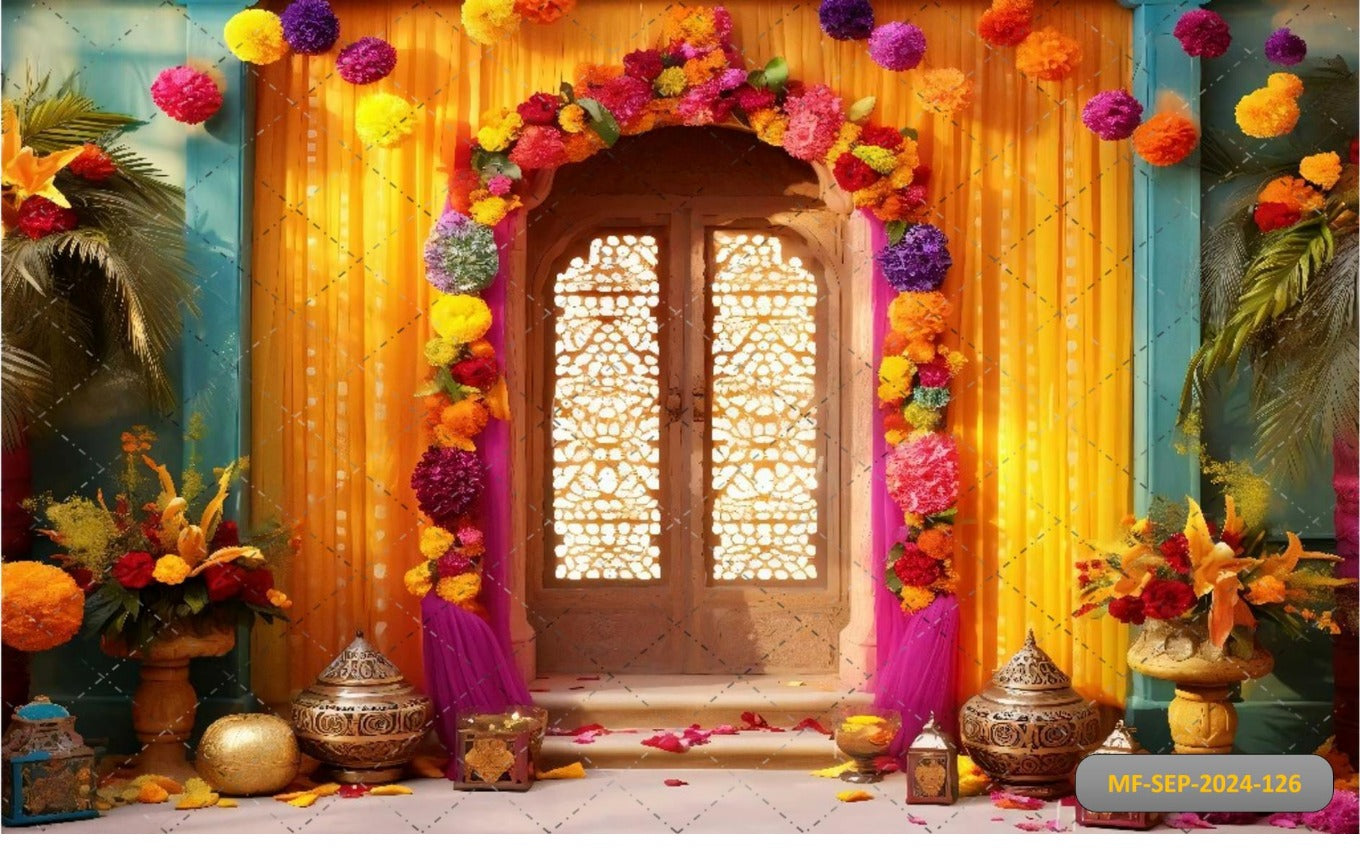 Light Door With Yellow Screen babyphotoshoot Backdrop