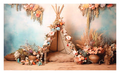 Tent with boho flower - Fabric Backdrop