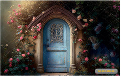 Door With Roses Flowers Backdrop