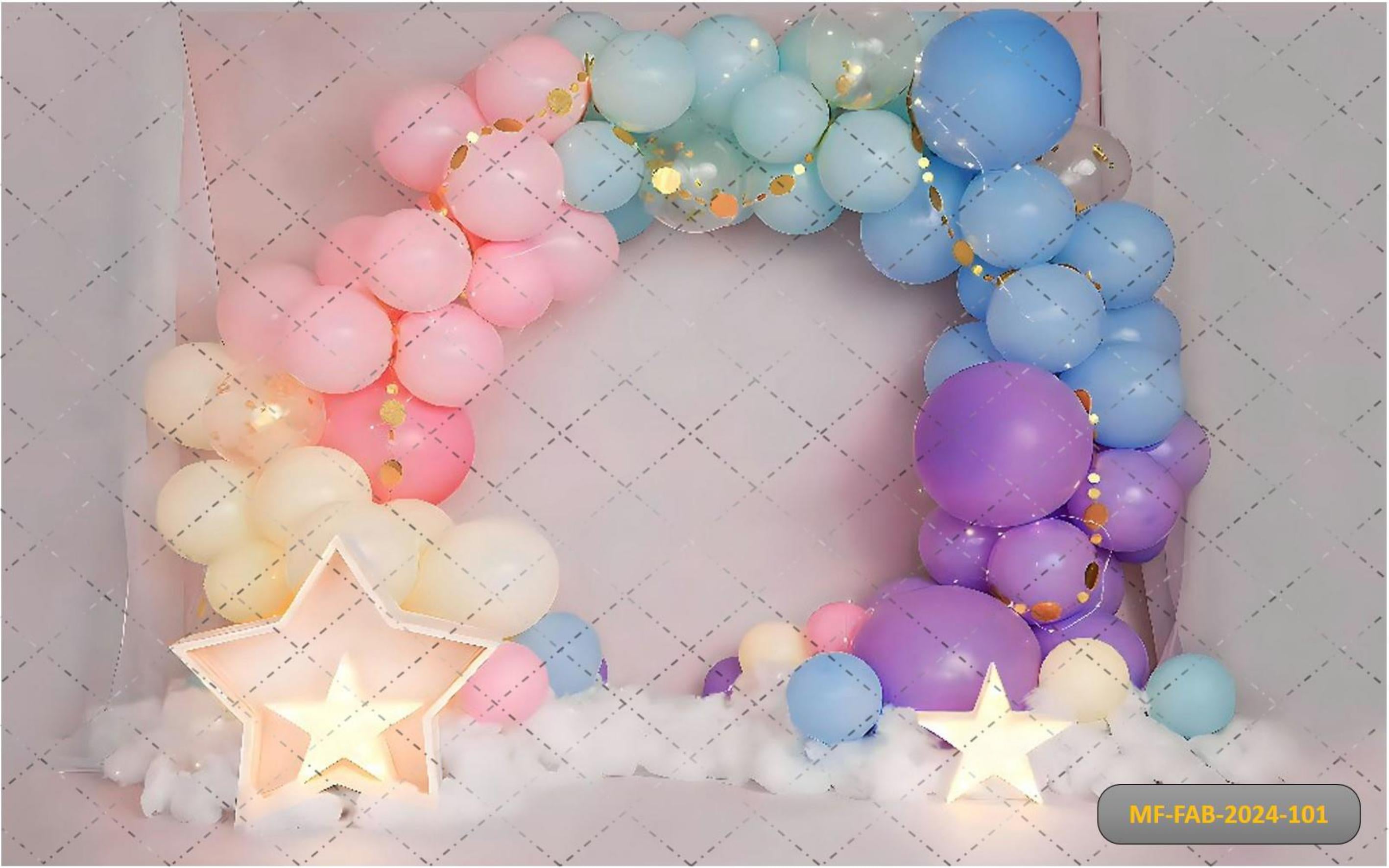 Rainbow Colour With Balloon babyphotoshoot Backdrop