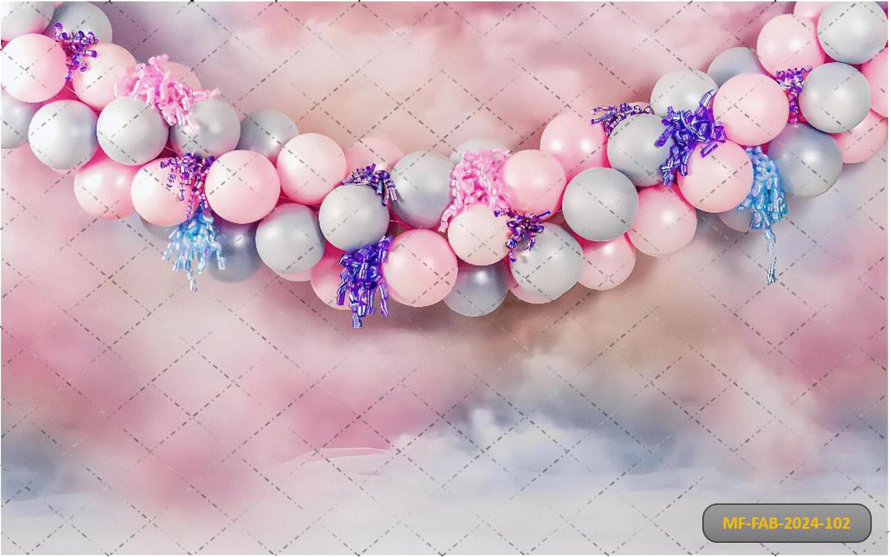 Pink Sky With balloon babyphoroshoot Backdrop