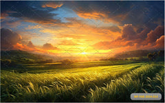 Sunrise With Grassland babyphotoshoot Backdrop