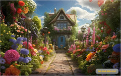 Disney House With Flowers babyphotoshoot Backdrop