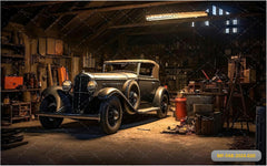 Mechanic Shed babyphotoshoot Backdrop