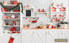 Christmas Season With Kitchen babyphotoshoot Backdrop