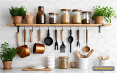 Kitchen Shelf With Grocery babyphotoshoot Backdrop